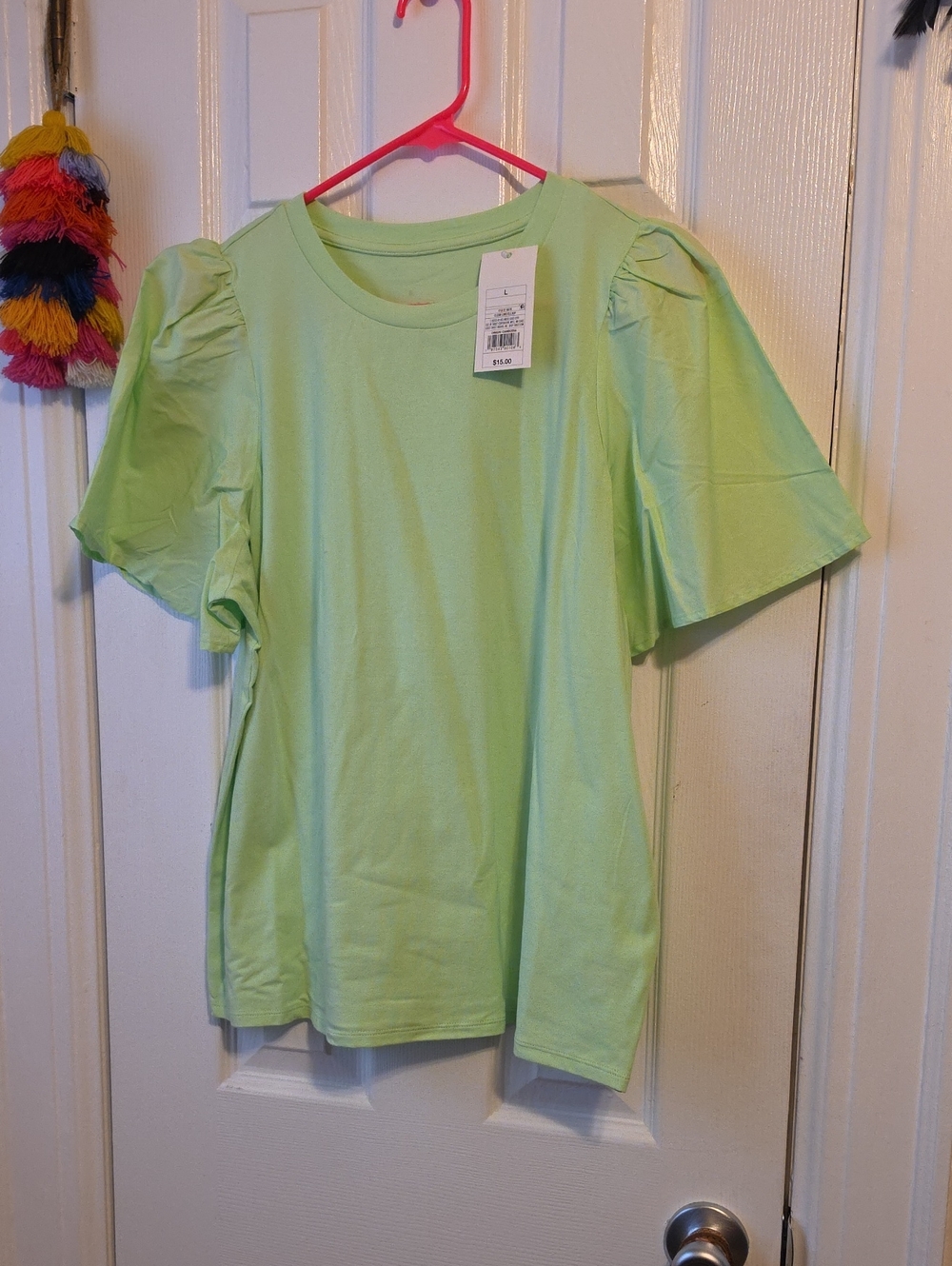 NWT WOMEN'S Puff Sleeve Tee - Light Bright Green